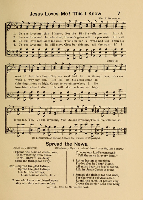 Primary Songs No. 2: for the primary class in the sabbath school and for use in the home, the kindergarten and day school page 7