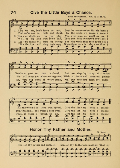 Primary Songs No. 2: for the primary class in the sabbath school and for use in the home, the kindergarten and day school page 74