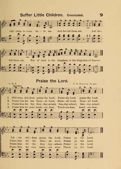 Primary Songs No. 2: for the primary class in the sabbath school and for use in the home, the kindergarten and day school page 9