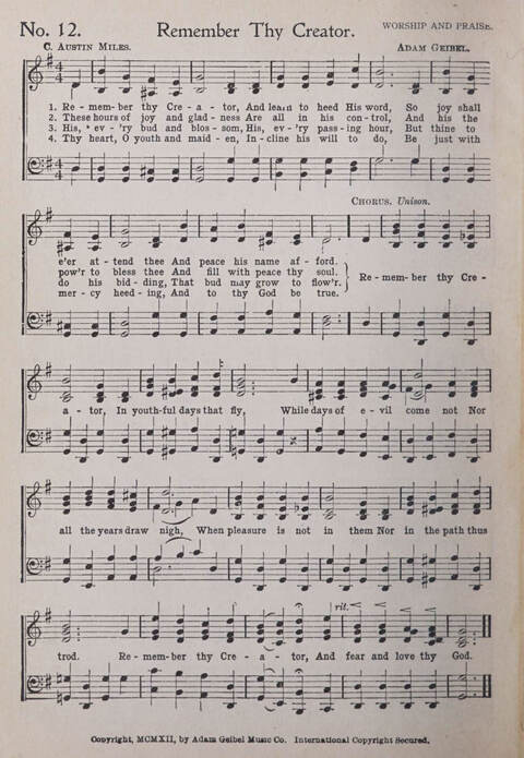 Praise and Service Songs for Sunday Schools page 12