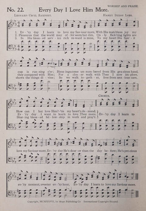 Praise and Service Songs for Sunday Schools page 22