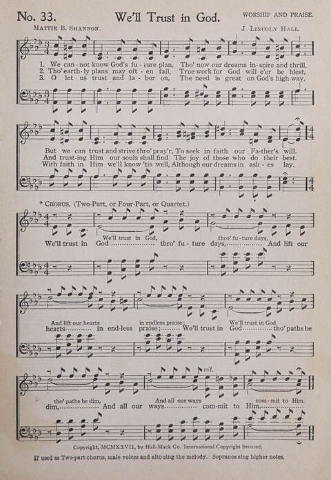 Praise and Service Songs for Sunday Schools page 33