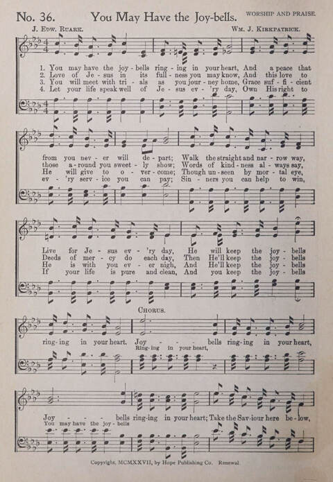 Praise and Service Songs for Sunday Schools page 36