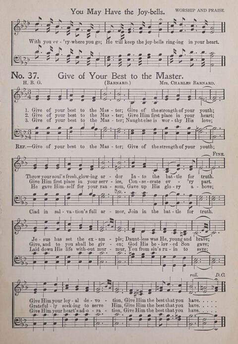 Praise and Service Songs for Sunday Schools page 37