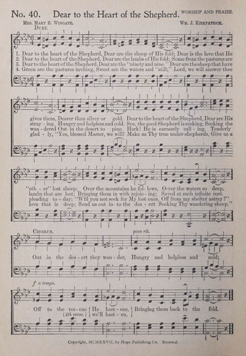 Praise and Service Songs for Sunday Schools page 40