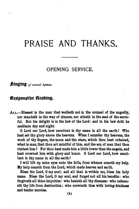 Praise and Thanks: a hymn book for the Young People