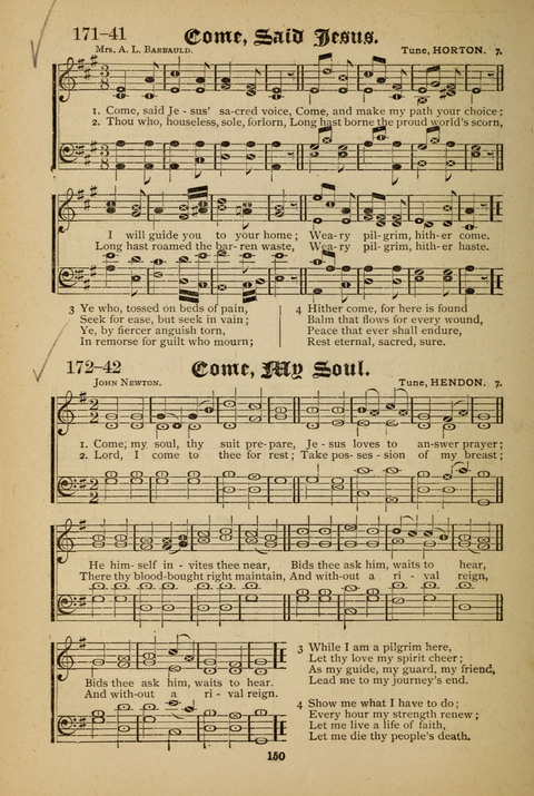 The Quartet: Four Complete Works in One Volume (Songs of Redeeming Love, The Ark of Praise, the Quiver of Sacred Song, and the Hymns of the Heart with Solos) page 150