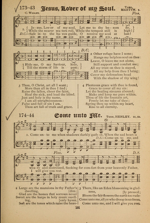 The Quartet: Four Complete Works in One Volume (Songs of Redeeming Love, The Ark of Praise, the Quiver of Sacred Song, and the Hymns of the Heart with Solos) page 151