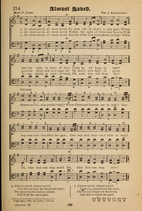 The Quartet: Four Complete Works in One Volume (Songs of Redeeming Love, The Ark of Praise, the Quiver of Sacred Song, and the Hymns of the Heart with Solos) page 191