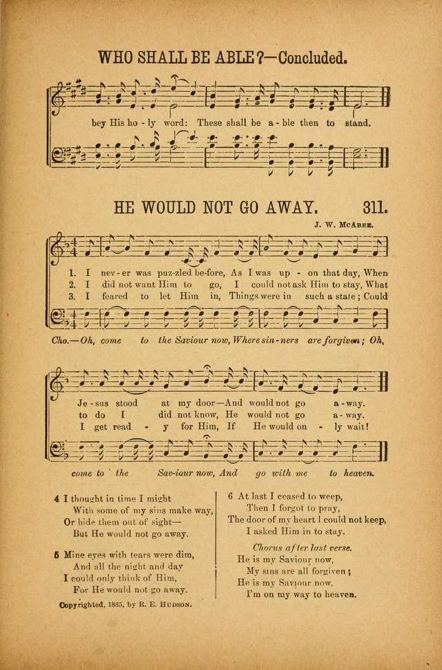 Quartette: containing Songs for the Ransomed, Songs of Love Peace and Joy, Gems of Gospel Song, Salvation Echoes, with one hundred choice selections added page 221