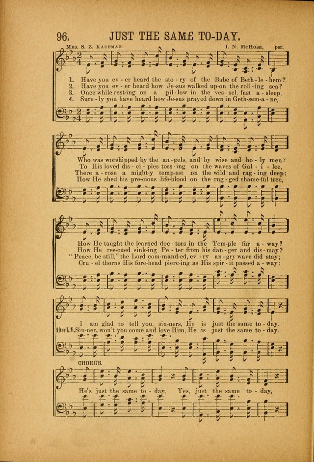 Quartette: containing Songs for the Ransomed, Songs of Love Peace and Joy, Gems of Gospel Song, Salvation Echoes, with one hundred choice selections added page 96