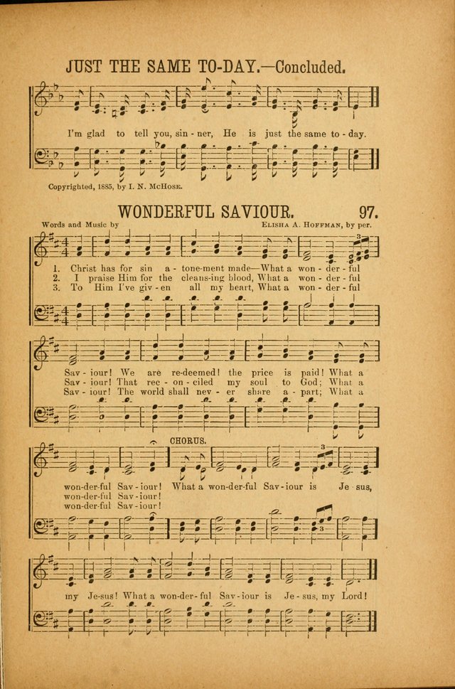 Quartette: containing Songs for the Ransomed, Songs of Love Peace and Joy, Gems of Gospel Song, Salvation Echoes, with one hundred choice selections added page 97