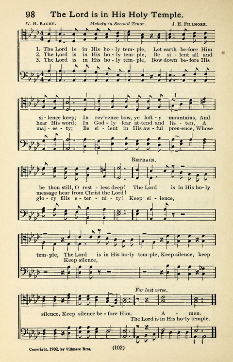 Quartets and Choruses for Men: A Collection of New and Old Gospel Songs to which is added Patriotic, Prohibition and Entertainment Songs page 100