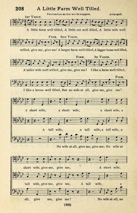 Quartets and Choruses for Men: A Collection of New and Old Gospel Songs to which is added Patriotic, Prohibition and Entertainment Songs page 206