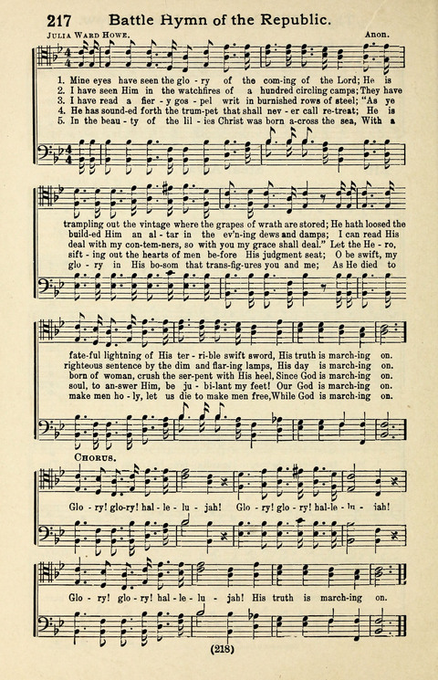 Quartets and Choruses for Men: A Collection of New and Old Gospel Songs to which is added Patriotic, Prohibition and Entertainment Songs page 216