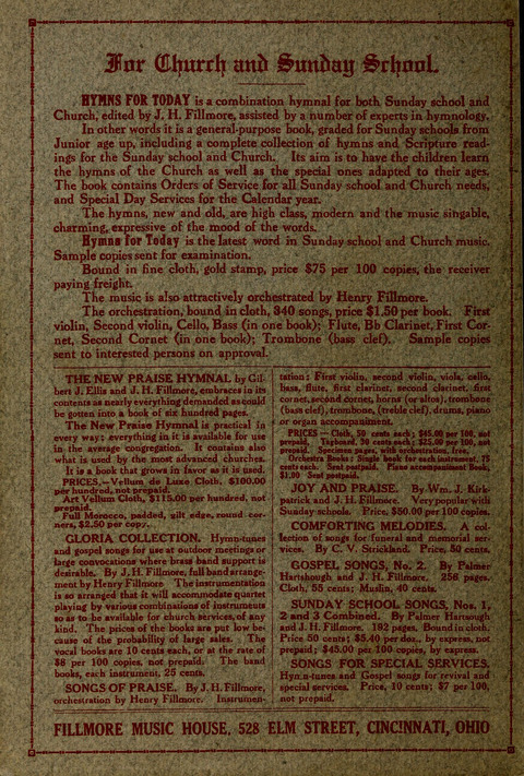 Quartets and Choruses for Men: A Collection of New and Old Gospel Songs to which is added Patriotic, Prohibition and Entertainment Songs page 226