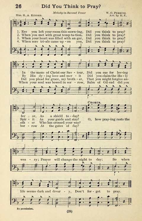 Quartets and Choruses for Men: A Collection of New and Old Gospel Songs to which is added Patriotic, Prohibition and Entertainment Songs page 26