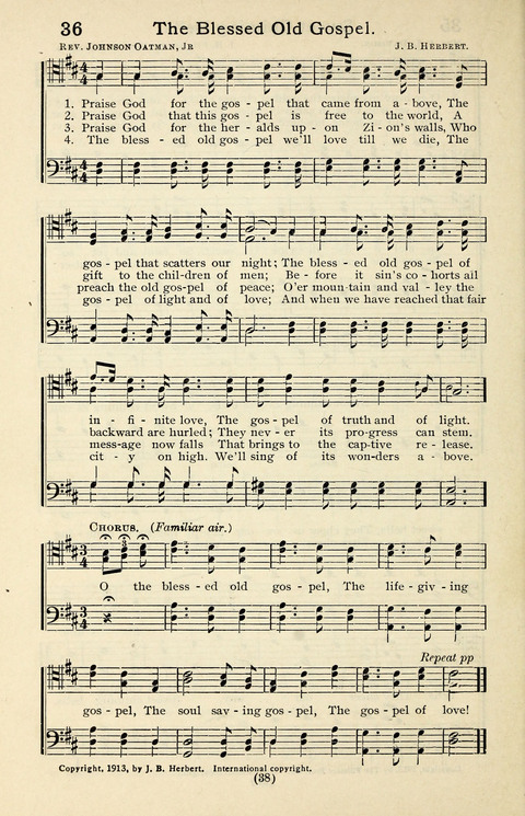 Quartets and Choruses for Men: A Collection of New and Old Gospel Songs to which is added Patriotic, Prohibition and Entertainment Songs page 36