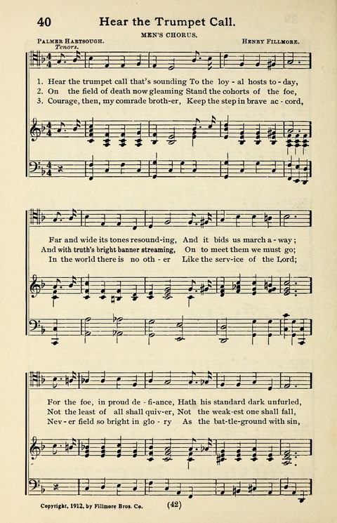 Quartets and Choruses for Men: A Collection of New and Old Gospel Songs to which is added Patriotic, Prohibition and Entertainment Songs page 40