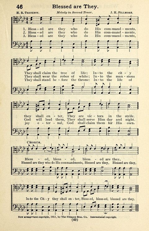 Quartets and Choruses for Men: A Collection of New and Old Gospel Songs to which is added Patriotic, Prohibition and Entertainment Songs page 47