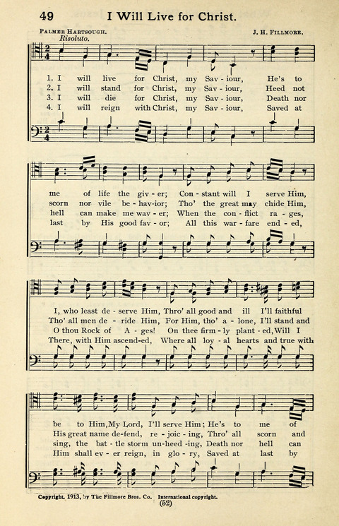 Quartets and Choruses for Men: A Collection of New and Old Gospel Songs to which is added Patriotic, Prohibition and Entertainment Songs page 50