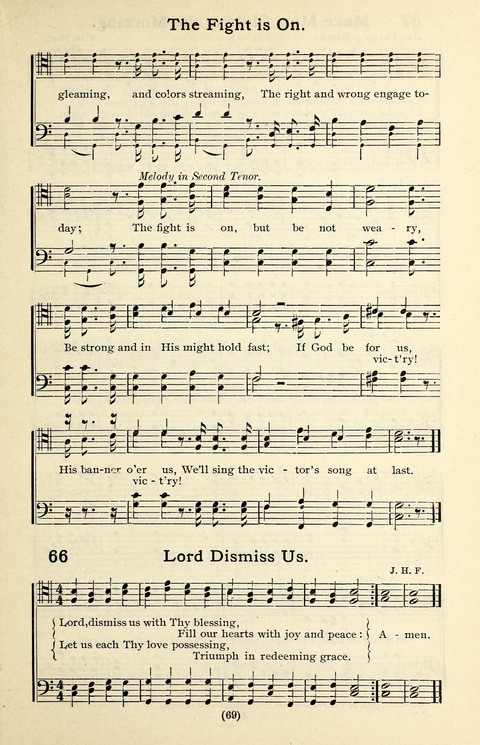 Quartets and Choruses for Men: A Collection of New and Old Gospel Songs to which is added Patriotic, Prohibition and Entertainment Songs page 67