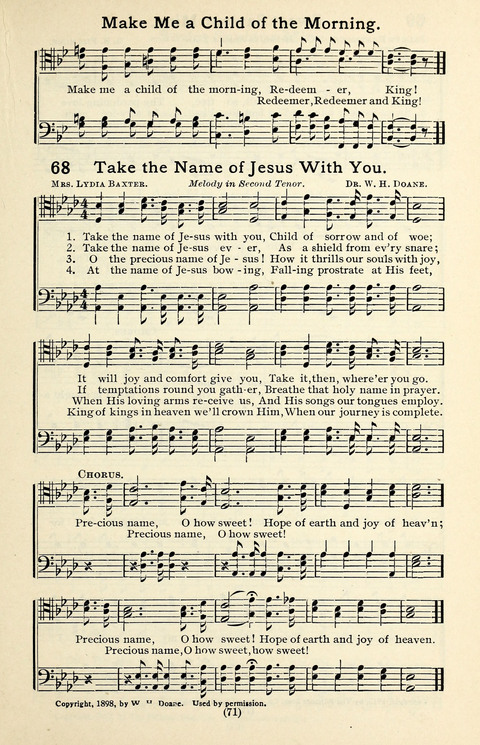 Quartets and Choruses for Men: A Collection of New and Old Gospel Songs to which is added Patriotic, Prohibition and Entertainment Songs page 69