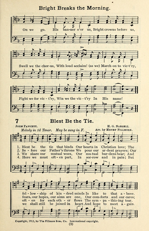 Quartets and Choruses for Men: A Collection of New and Old Gospel Songs to which is added Patriotic, Prohibition and Entertainment Songs page 7