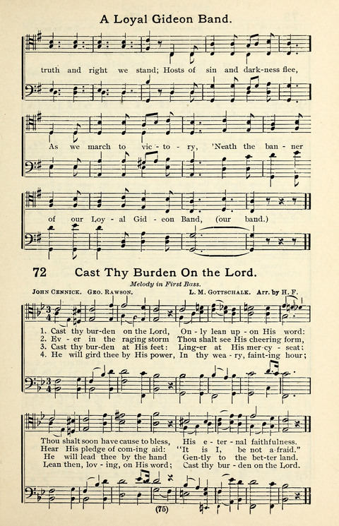 Quartets and Choruses for Men: A Collection of New and Old Gospel Songs to which is added Patriotic, Prohibition and Entertainment Songs page 73