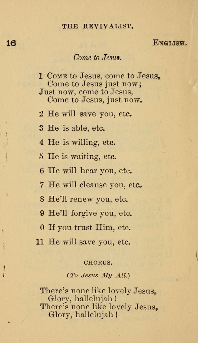 The Revivalist: Containing One Hundred Choice Revival Hymns, and One Hundred and Twenty-five Choruses: Designed for Use On Revival Occasions. (1st ed) page 20