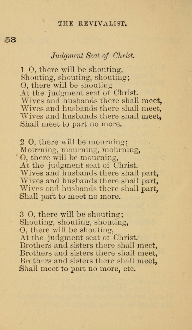 The Revivalist: Containing One Hundred Choice Revival Hymns, and One Hundred and Twenty-five Choruses: Designed for Use On Revival Occasions. (1st ed) page 62