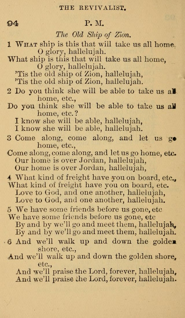 The Revivalist: Containing One Hundred Choice Revival Hymns, and One Hundred and Twenty-five Choruses: Designed for Use On Revival Occasions. (1st ed) page 98