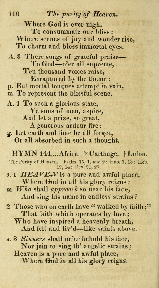 Regular Hymns: on a great variety of evangelical subjects and important occasions: with musical directions, for all the varieties of appropriate expression page 110