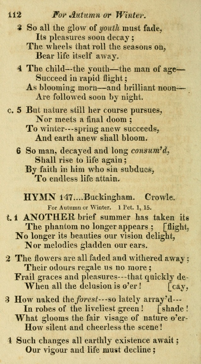 Regular Hymns: on a great variety of evangelical subjects and important occasions: with musical directions, for all the varieties of appropriate expression page 112