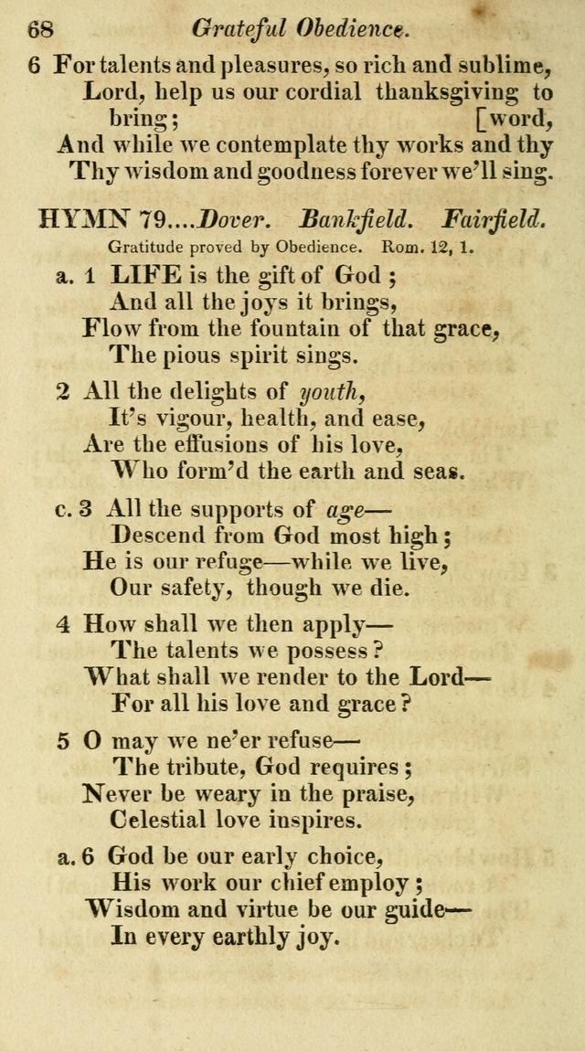 Regular Hymns: on a great variety of evangelical subjects and important occasions: with musical directions, for all the varieties of appropriate expression page 68