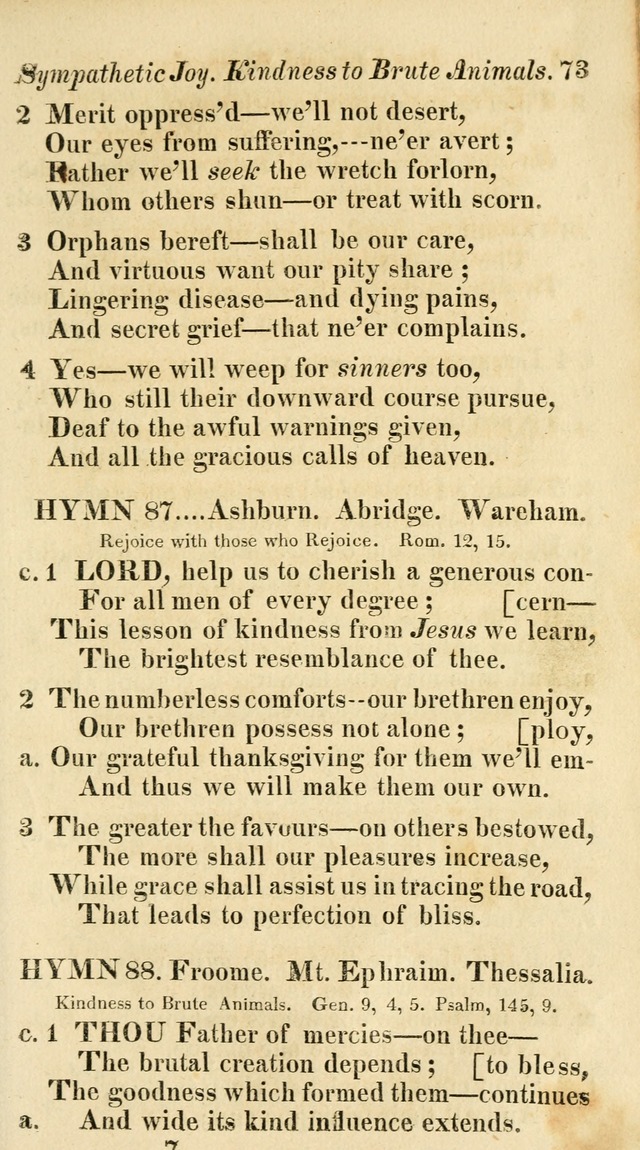 Regular Hymns: on a great variety of evangelical subjects and important occasions: with musical directions, for all the varieties of appropriate expression page 73