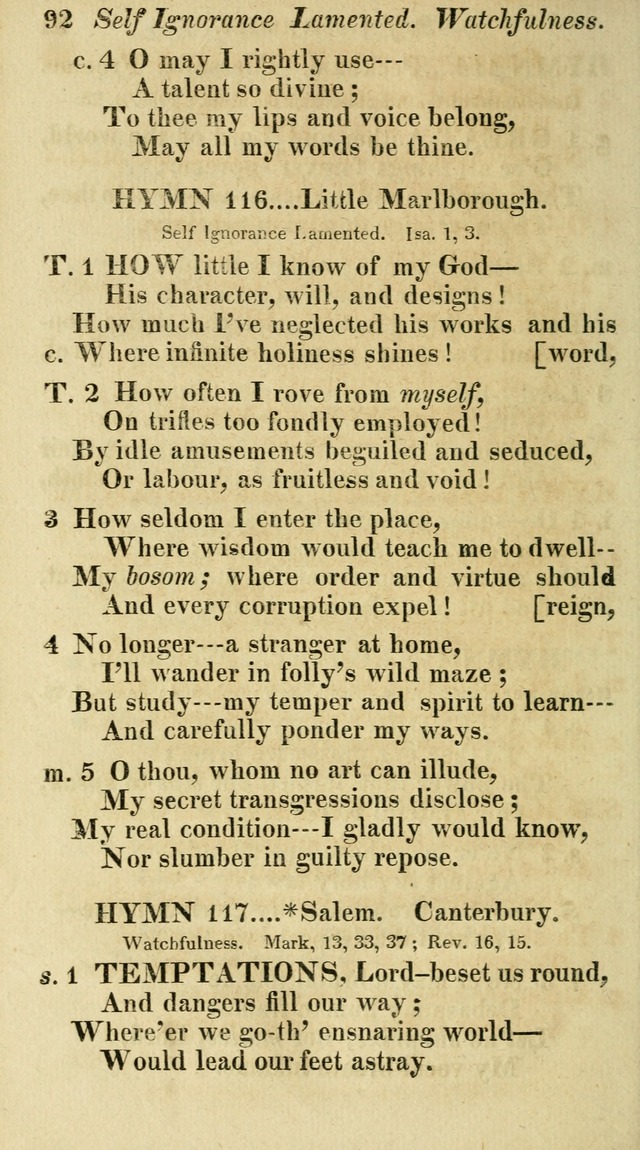 Regular Hymns: on a great variety of evangelical subjects and important occasions: with musical directions, for all the varieties of appropriate expression page 92