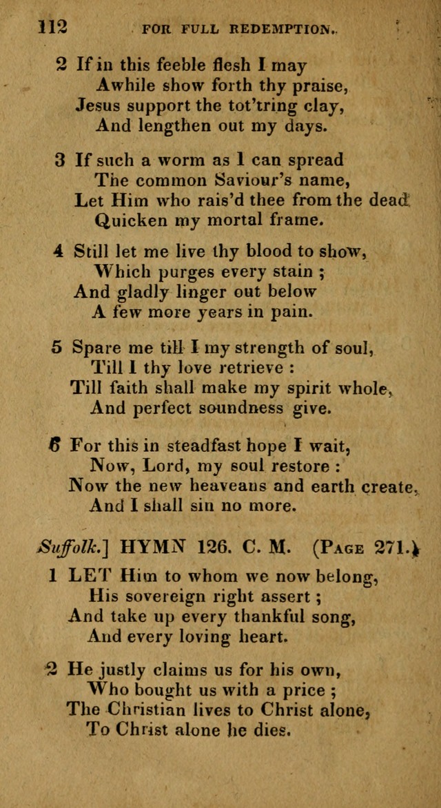 The Reformed Methodist Pocket Hymnal: Revised: collected from various authors. Designed for the worship of God in all Christian churches. page 112