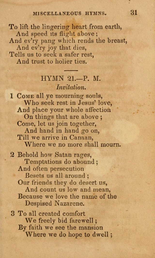 The Religious Songster: being a choice selection of hymns, adapted to the public and private devotions of Christians of all denominations: suitable to be used at missionary, temperance . . . page 31