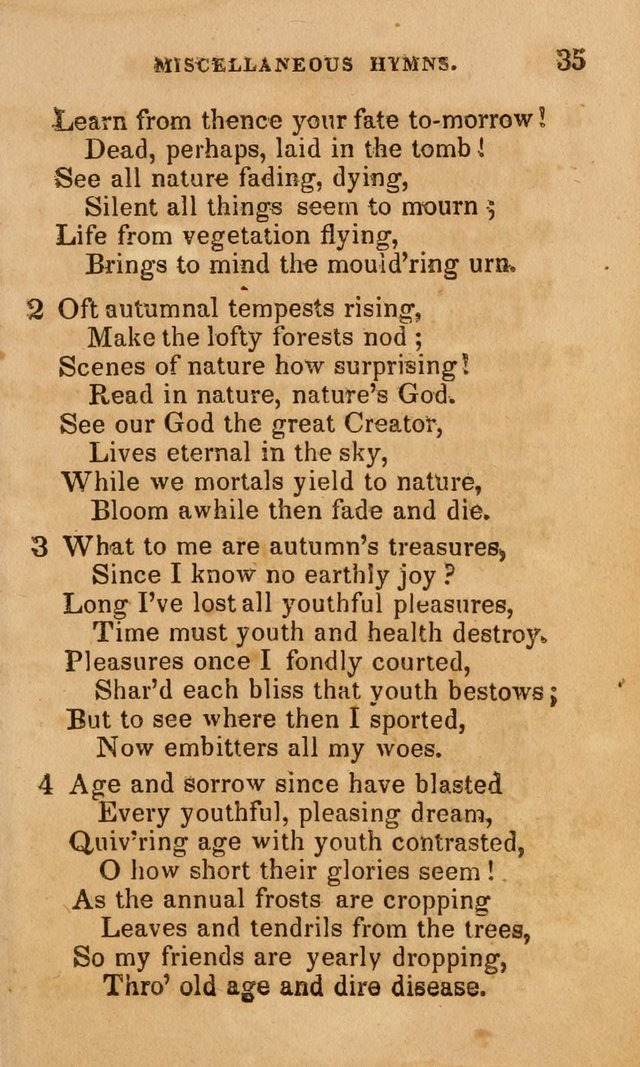 The Religious Songster: being a choice selection of hymns, adapted to the public and private devotions of Christians of all denominations: suitable to be used at missionary, temperance . . . page 35