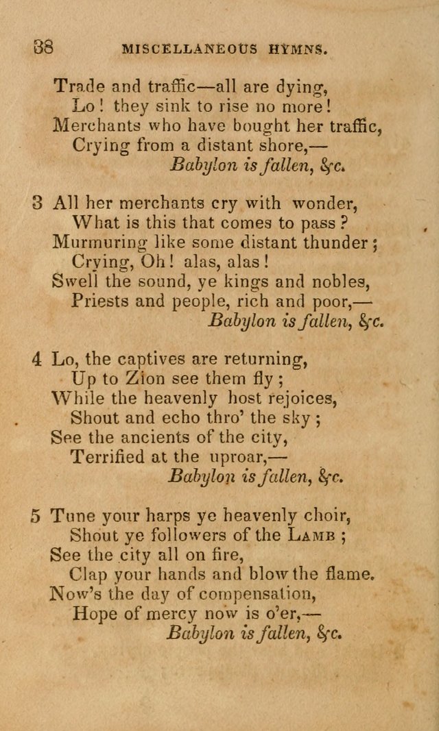 The Religious Songster: being a choice selection of hymns, adapted to the public and private devotions of Christians of all denominations: suitable to be used at missionary, temperance . . . page 38