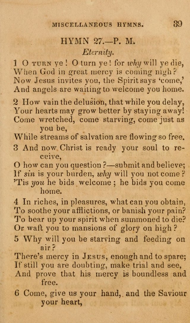 The Religious Songster: being a choice selection of hymns, adapted to the public and private devotions of Christians of all denominations: suitable to be used at missionary, temperance . . . page 39