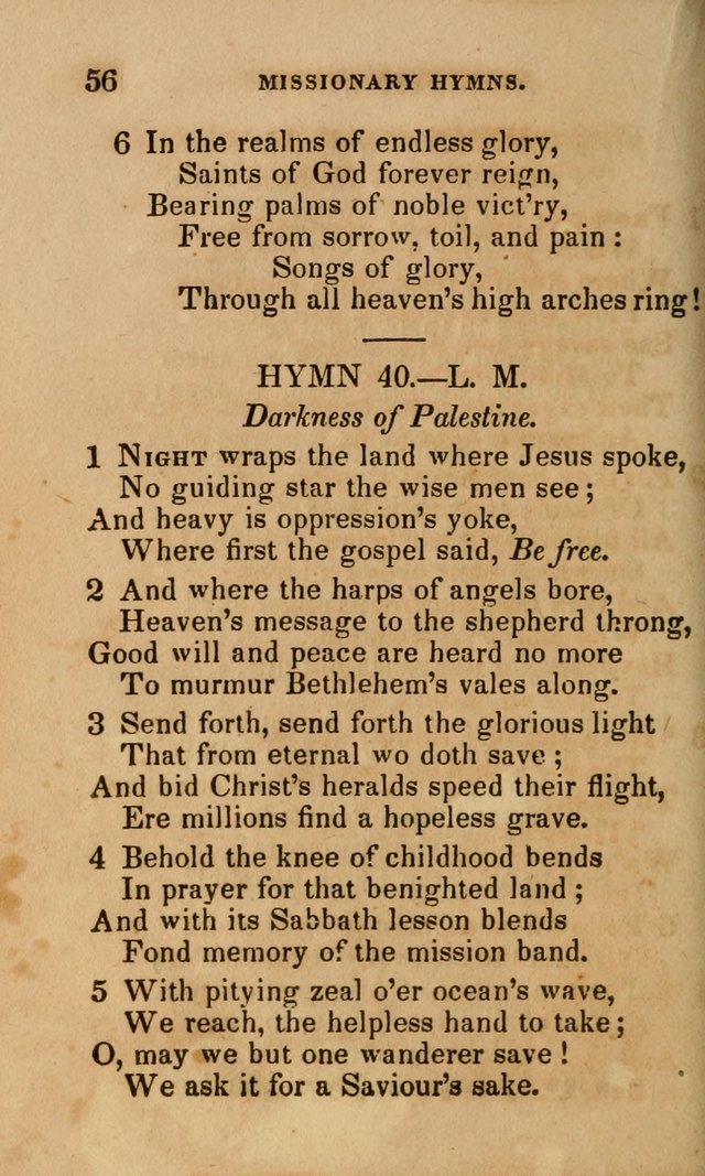 The Religious Songster: being a choice selection of hymns, adapted to the public and private devotions of Christians of all denominations: suitable to be used at missionary, temperance . . . page 56