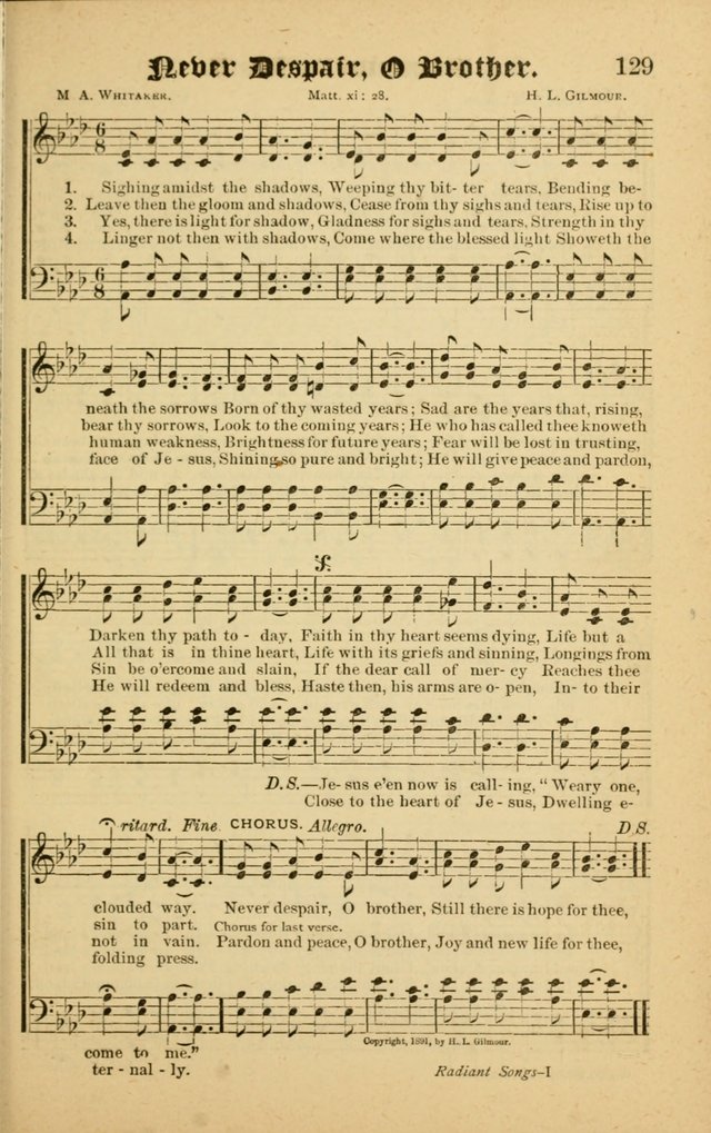 Radiant Songs: for use in meetings for Christian worship or work page 129