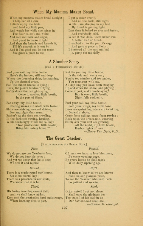 Recitations Song and Story: for Sunday and day schools, primary and intermediate Departments page 137