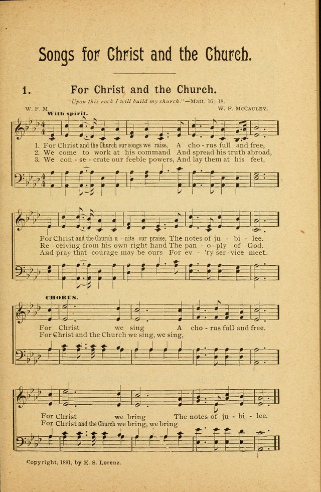 Songs for Christ and the Church: a collection of songs for the use of Christian endeavor societies, sunday-schools, and other church events page 3