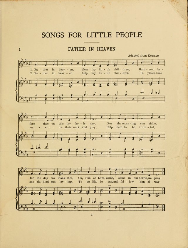 Songs for Little People: for use in Sunday-School, the kindergarten and the home page 1