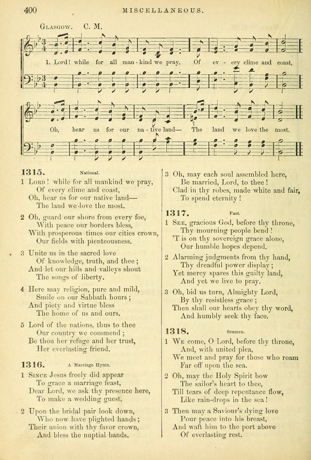 Songs for the Sanctuary, or Hymns and Tunes for Christian Worship page 400