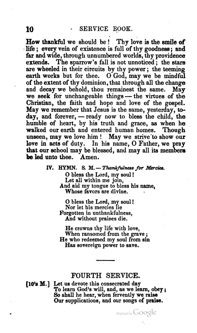 A Service Book: with a selection of tunes and hymns for Sabbath schools (6th ed.) page 10