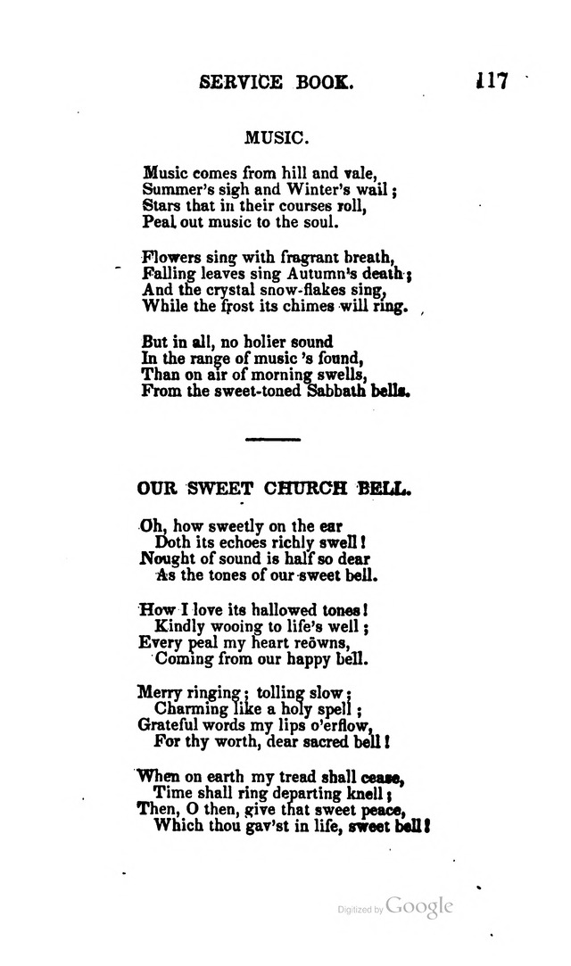 A Service Book: with a selection of tunes and hymns for Sabbath schools (6th ed.) page 117